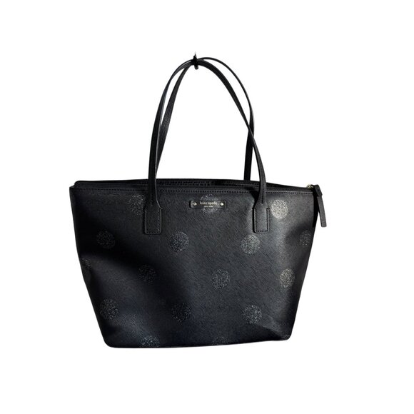 Kate‎ Spade New York Black Glitter Polka Dot Tote Bag - Picture 6 of 8